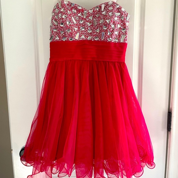 Hot Pink Rhinestone Embellished Evening Dress Bondie Nites by Stacy Sklar - Picture 1 of 9